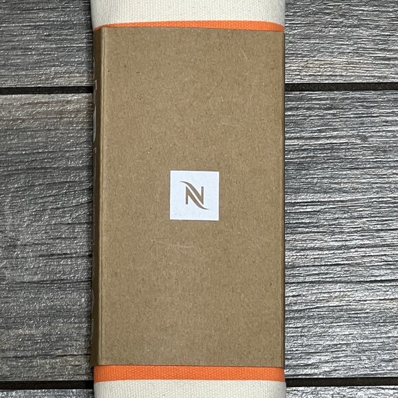 NEW NESPRESSO Tote Bag Mandarin Orange & Cream Striped with Logo 100% Cotton. - Picture 3 of 11